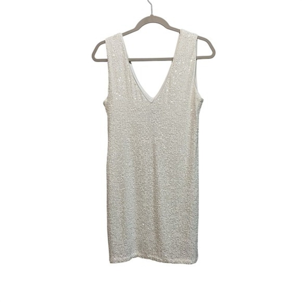 Generation Love Women's Diane Sequin Dress MEDIUM White Mini Sleeveless Bodycon